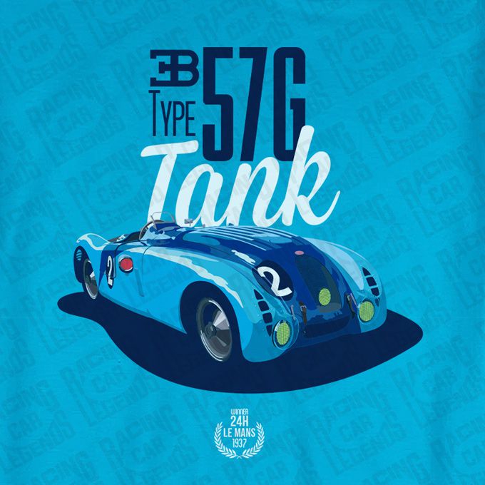 T-shirt Bugatti type 57G Tank Blue detalle