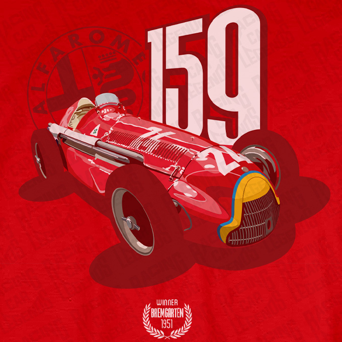 Camiseta Alfa-Romeo 159 de J. M. Fangio Roja detalle