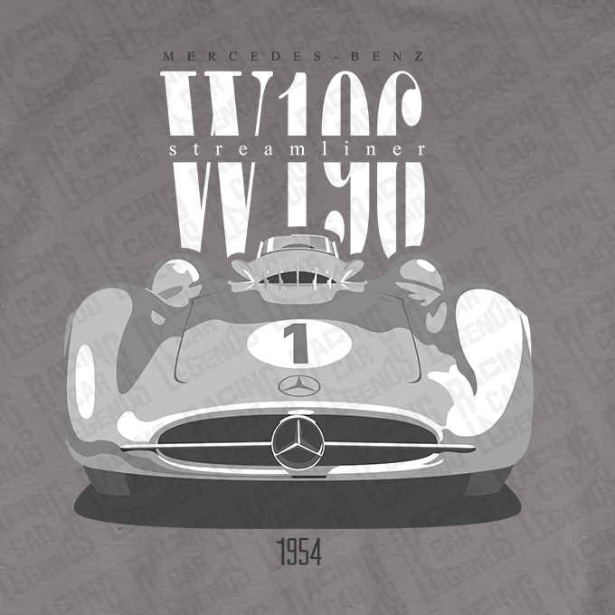 T-shirt Mercedes-Benz W196 J. M. Fangio Grey detalle