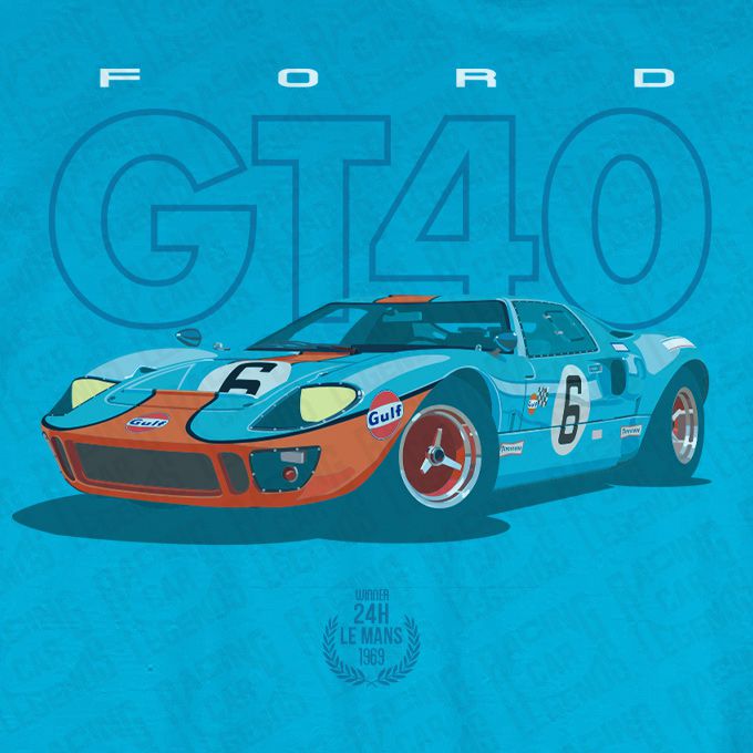 T-shirt Ford GT40 Gulf Blue detalle