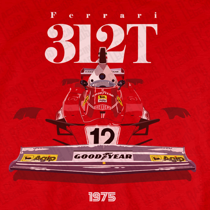 Camiseta Ferrari 312T de Niki Lauda Roja detalle