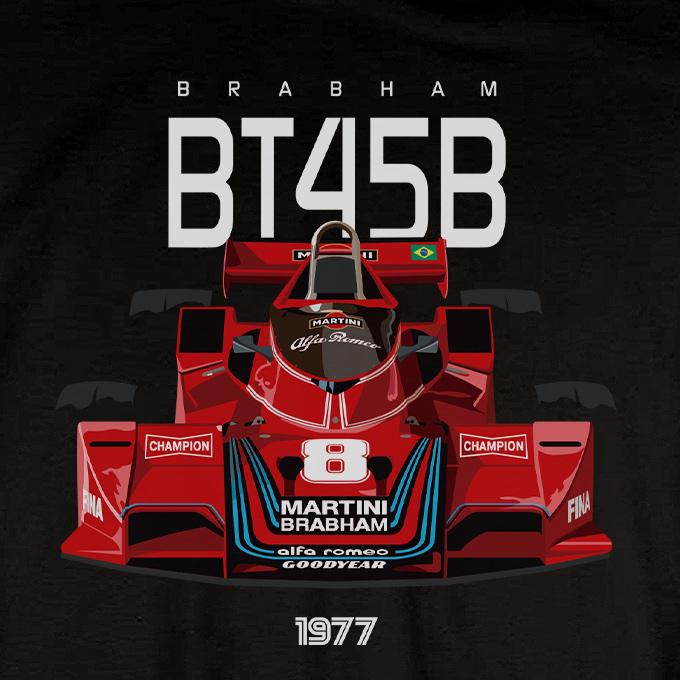 T-shirt Brabham Alfa Romeo BT45B Carlos Pace Negra detalle
