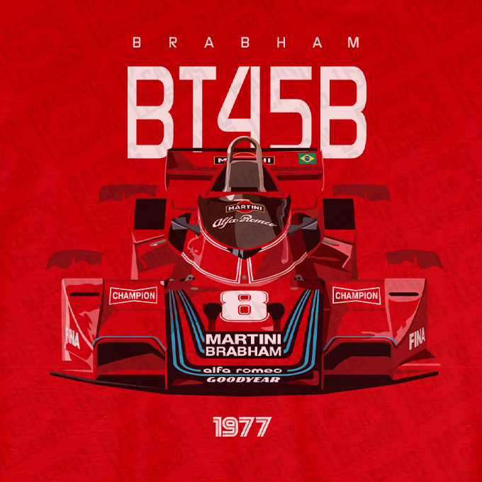 T-shirt Brabham Alfa Romeo BT45B Carlos Pace Red detalle