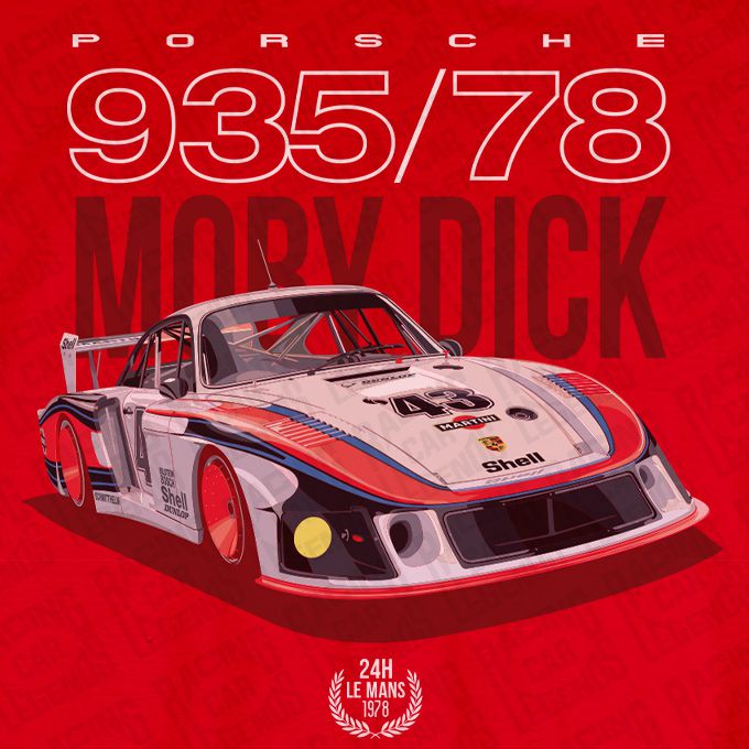 Camiseta Porsche 935/78 Moby Dick Roja detalle