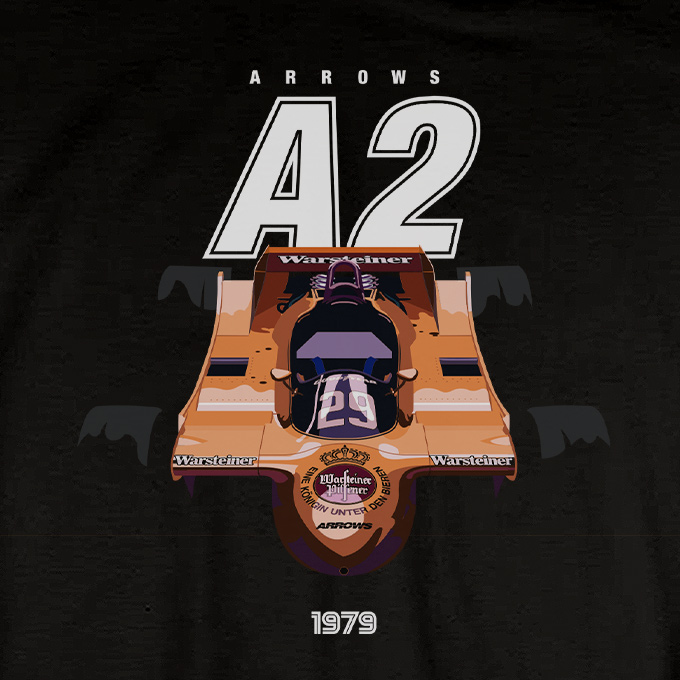 Camiseta Arrows A2 de Riccardo Patrese Negra detalle