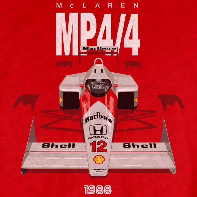 T-shirt Mclaren Honda MP4/4 Ayrton Senna Red detalle