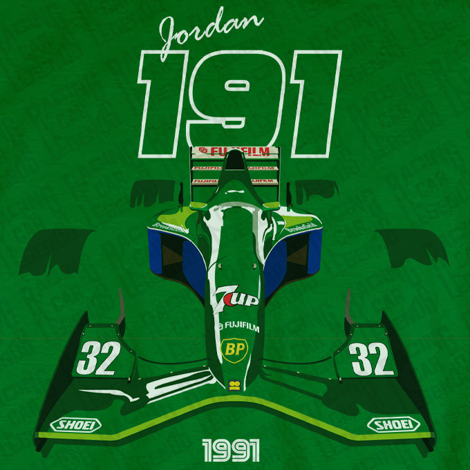 T-shirt Jordan Ford 191 Michael Schumacher Green detalle