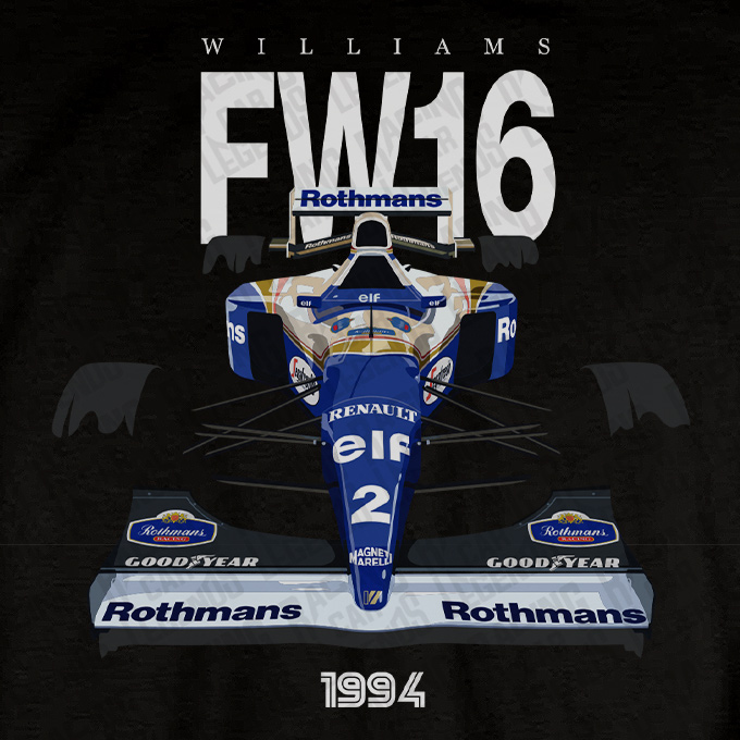 T-shirt Williams Renault FW16 de Ayrton Senna Negra detalle
