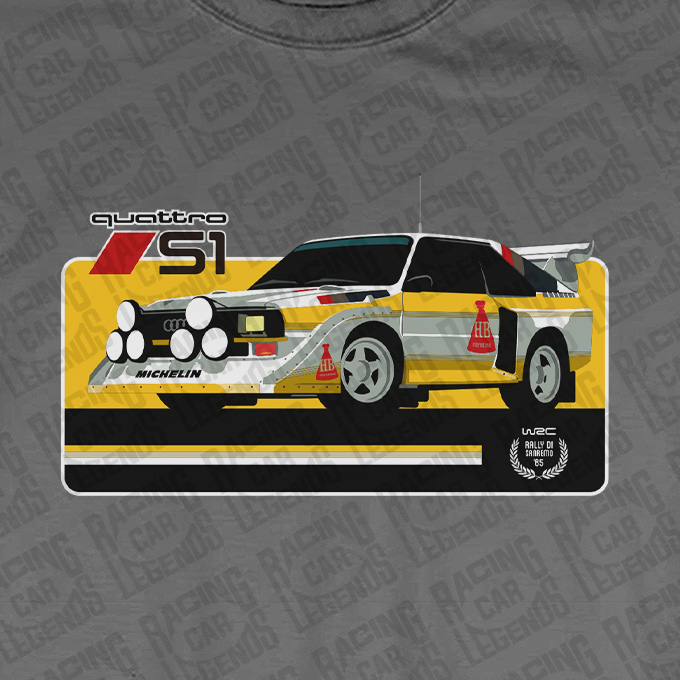 Camiseta Rally Audi Quattro S1 E2 HB Gris detalle