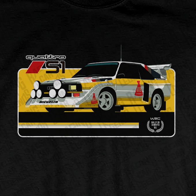 Size XL *NEW* Great Rally Cars T-Shirt Audi Quattro S1 E2 Black EX-LARGE 