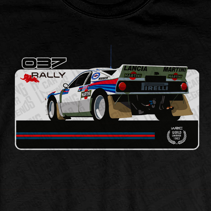Camiseta Rally Lancia 037 Martini Racing Negra detalle