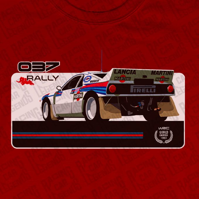 Camiseta Rally Lancia 037 Martini Racing Roja detalle