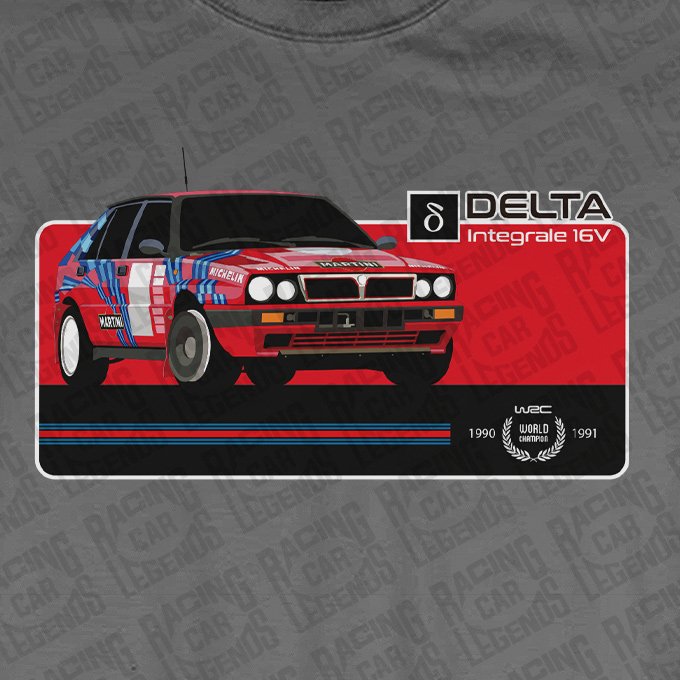T-shirt Rally Lancia Delta Integrale 16v Martini Racing Grey detalle