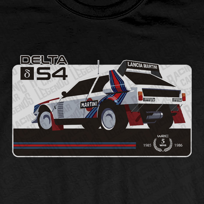 T-shirt Rally Lancia Delta S4 Martini Racing Black detalle