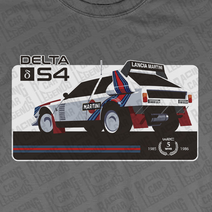 Camiseta Rally Lancia Delta S4 Martini Racing Gris detalle