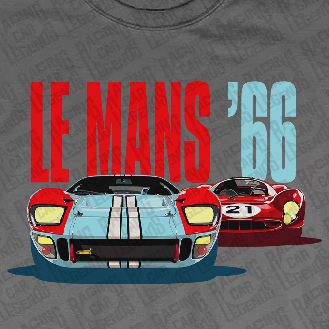 T-shirt Le Mans 66 Ford Vs Ferrari in grey detalle