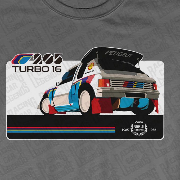 Camiseta Rally Peugeot 205 Turbo16 Gris detalle