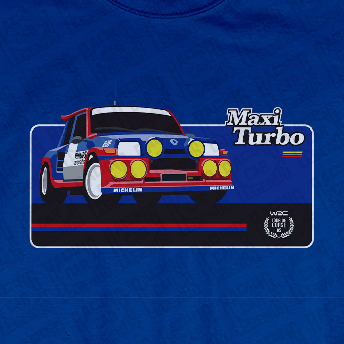 T-shirt Rally Renault 5 Maxi Turbo Phillips Blue detalle