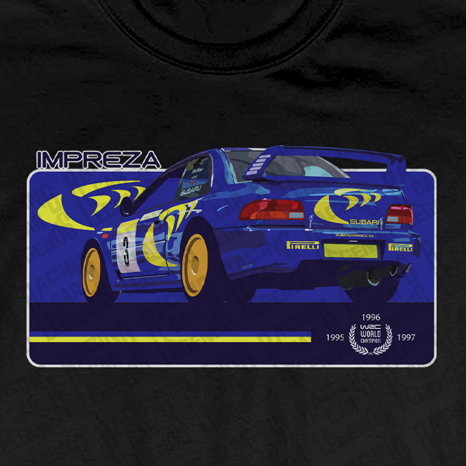 T-shirt Subaru Impreza WRC Colin McRae Black detalle