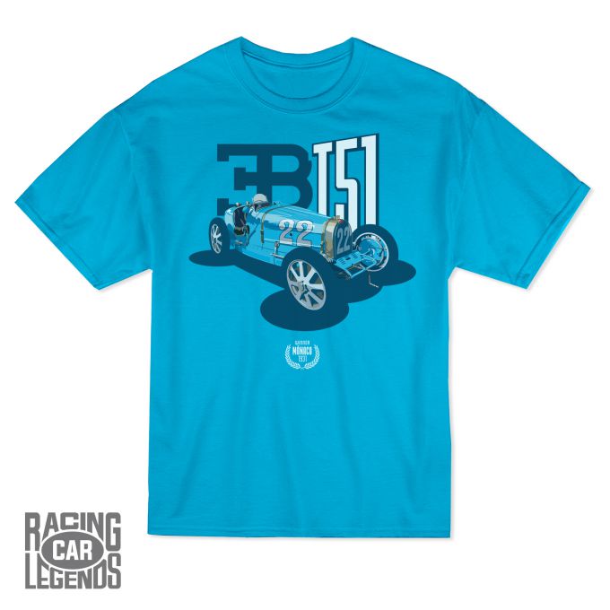 Camiseta Bugatti T51 de Louis Chiron de 1931 Azul